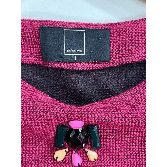 Dolce Vita Anthropologie Women's Gem Peplum Top Knit Burgundy Sweater sz Lg - Picture 5 of 9